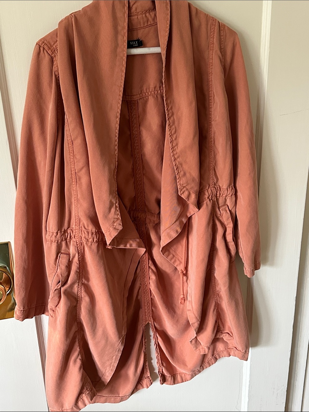Rust Pink Drape Front Women's Jacket - Picture 2 of 3